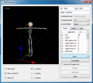 The motion capture application ART-human in action.